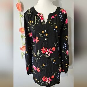 Old Navy Floral Print Button Neck Top Plus Size 3X